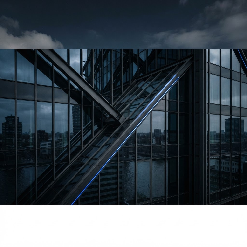 Architectural lines representing connected business systems